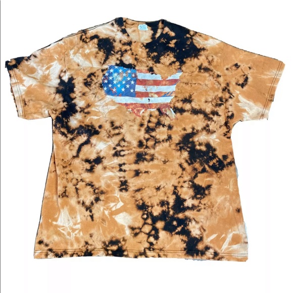 Custom Bleach Dye American Flag Shirt XXL USA - Picture 1 of 11